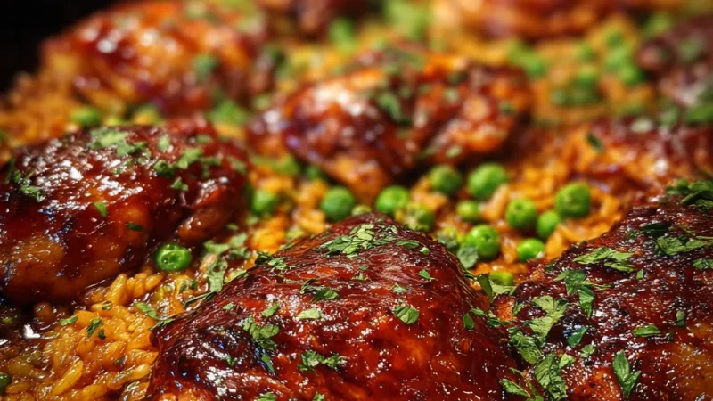 One Pan Creamy Tangy BBQ Chicken And Rice