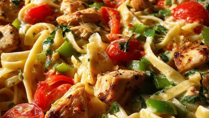 One Pot Spicy Cajun Chicken Alfredo Skillet