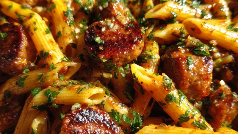 Sweet Smoky BBQ Garlic Butter Sausage Penne