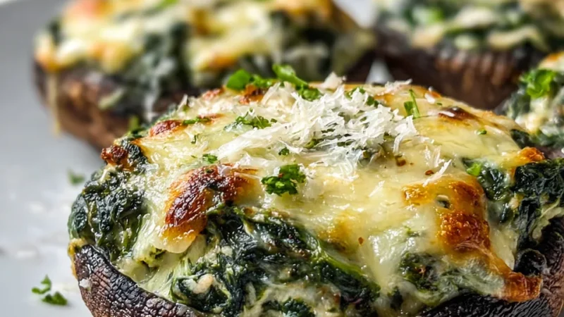 Spinach and Cheese Stuffed Portobello Mushroom Recipe Delight