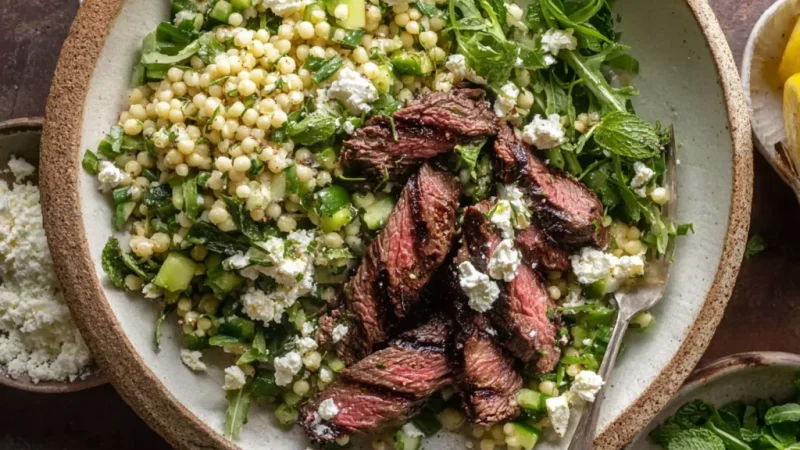 Grilled Skirt Steak with Lemon Herb Couscous Salad