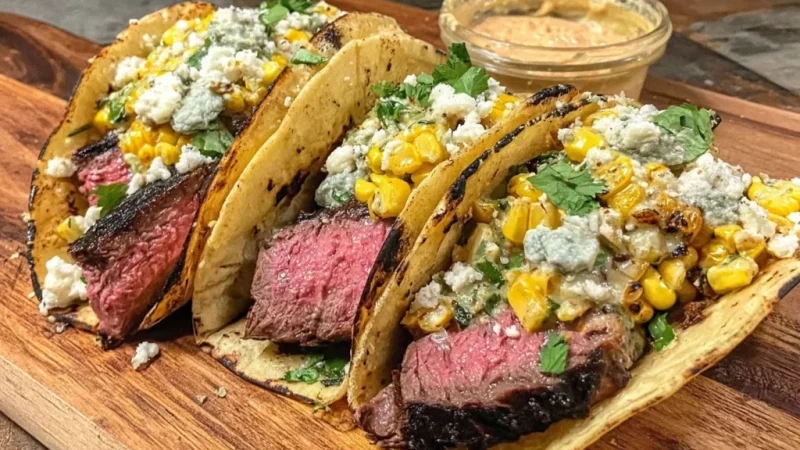 Grilled Steak Elote Tacos