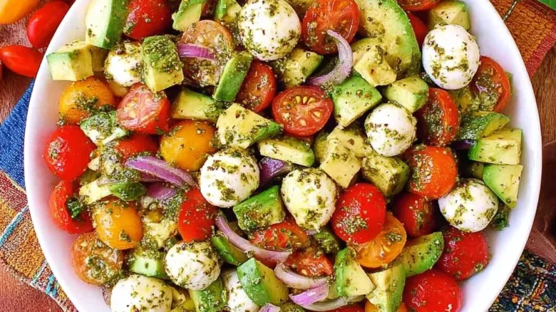 Avocado Salad Tomatoes Mozzarella Basil Pesto