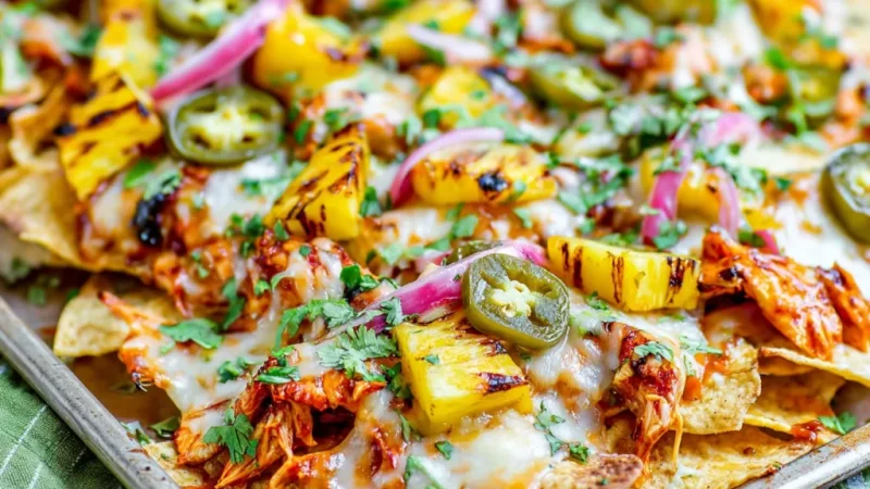 BBQ Chicken and Grilled Pineapple Nachos