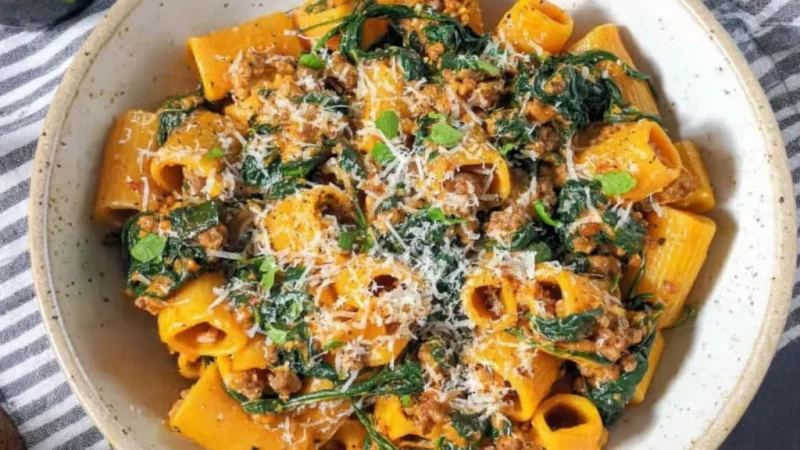 Butternut Squash Pasta with Sausage and Spinach