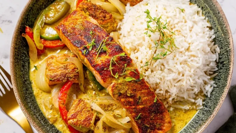 Caribbean-Style Coconut Curry Salmon