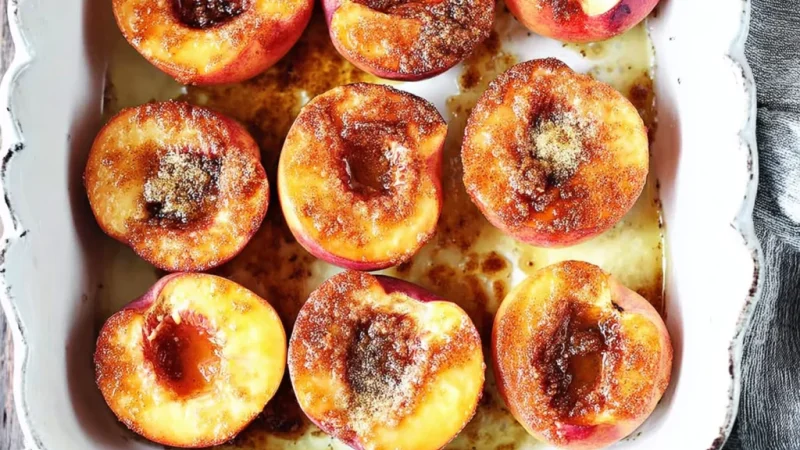 Cinnamon Sugar Baked Peaches