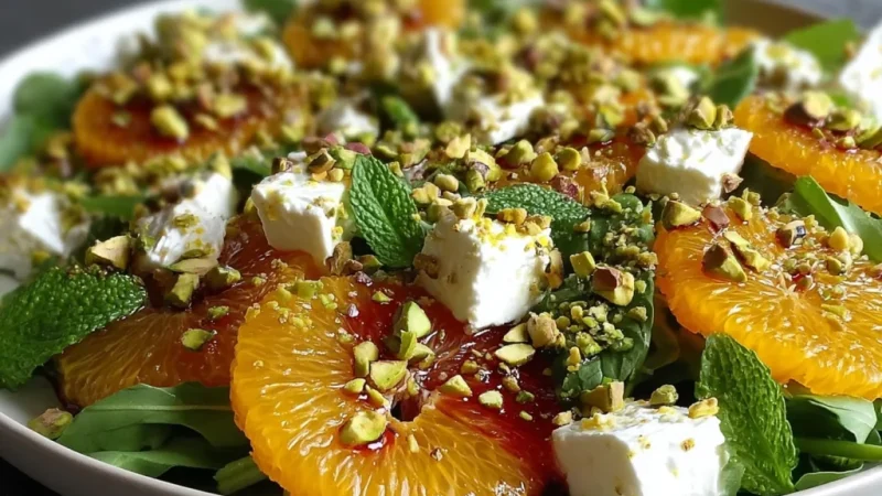 Citrus Feta Salad with Orange Segments, Pistachios & Mint