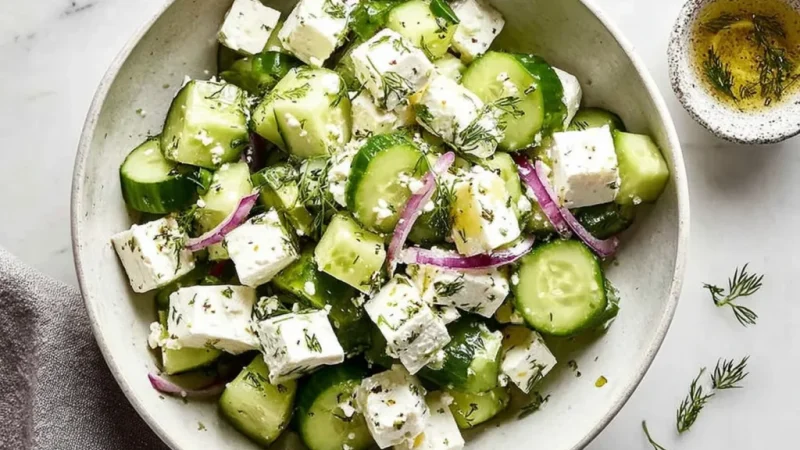 Cucumber Feta Salad with Lemon Greek Vinaigrette