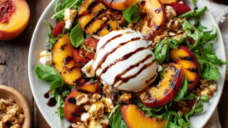 Grilled Peach and Burrata Salad