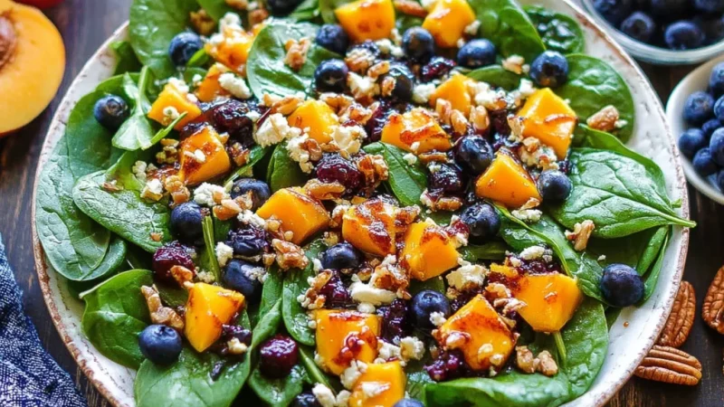 Mango Salad with Spinach and Blueberries