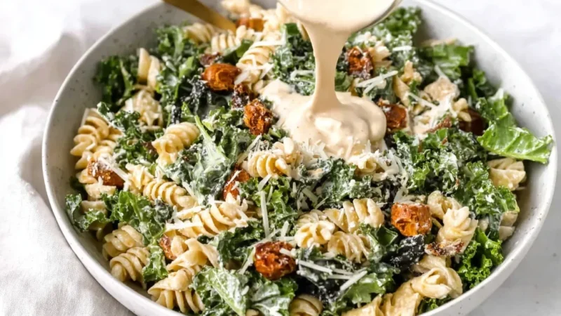 Kale Caesar Pasta Salad