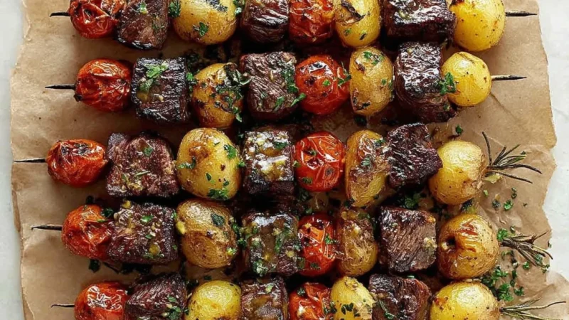 Rosemary Garlic Steak Kebabs