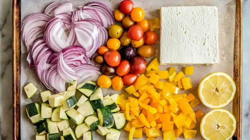 Roasted Veggie Pasta with Feta