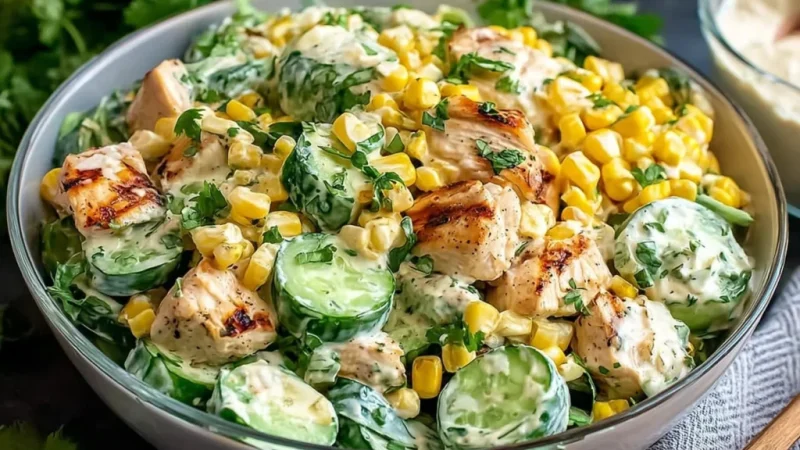 Street Corn Creamy Cucumber Chicken Salad