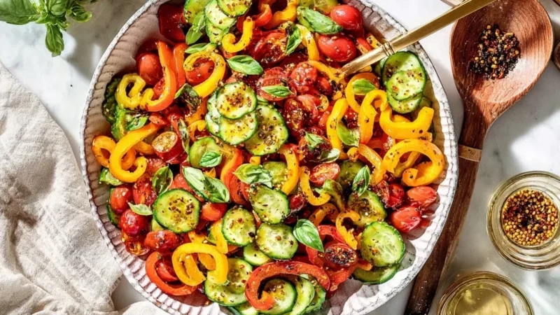 Viral TikTok Cucumber and Bell Pepper Salad