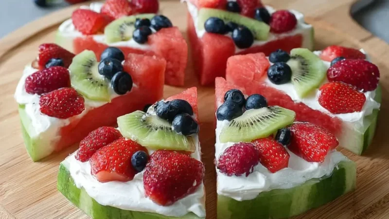 Watermelon Pizza With Creamy Yogurt