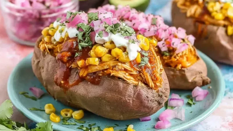 BBQ Chicken Stuffed Sweet Potatoes