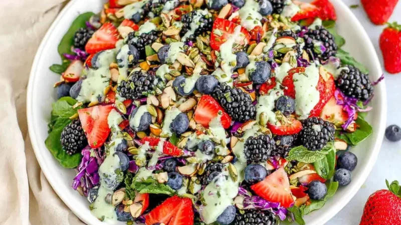 Berry Salad with Creamy Lemon Herb Dressing
