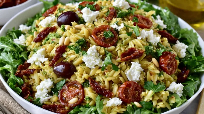 Pesto Orzo Salad with Sundried Tomatoes