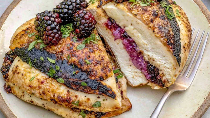 Melty Blackberry Jalapeno Stuffed Chicken
