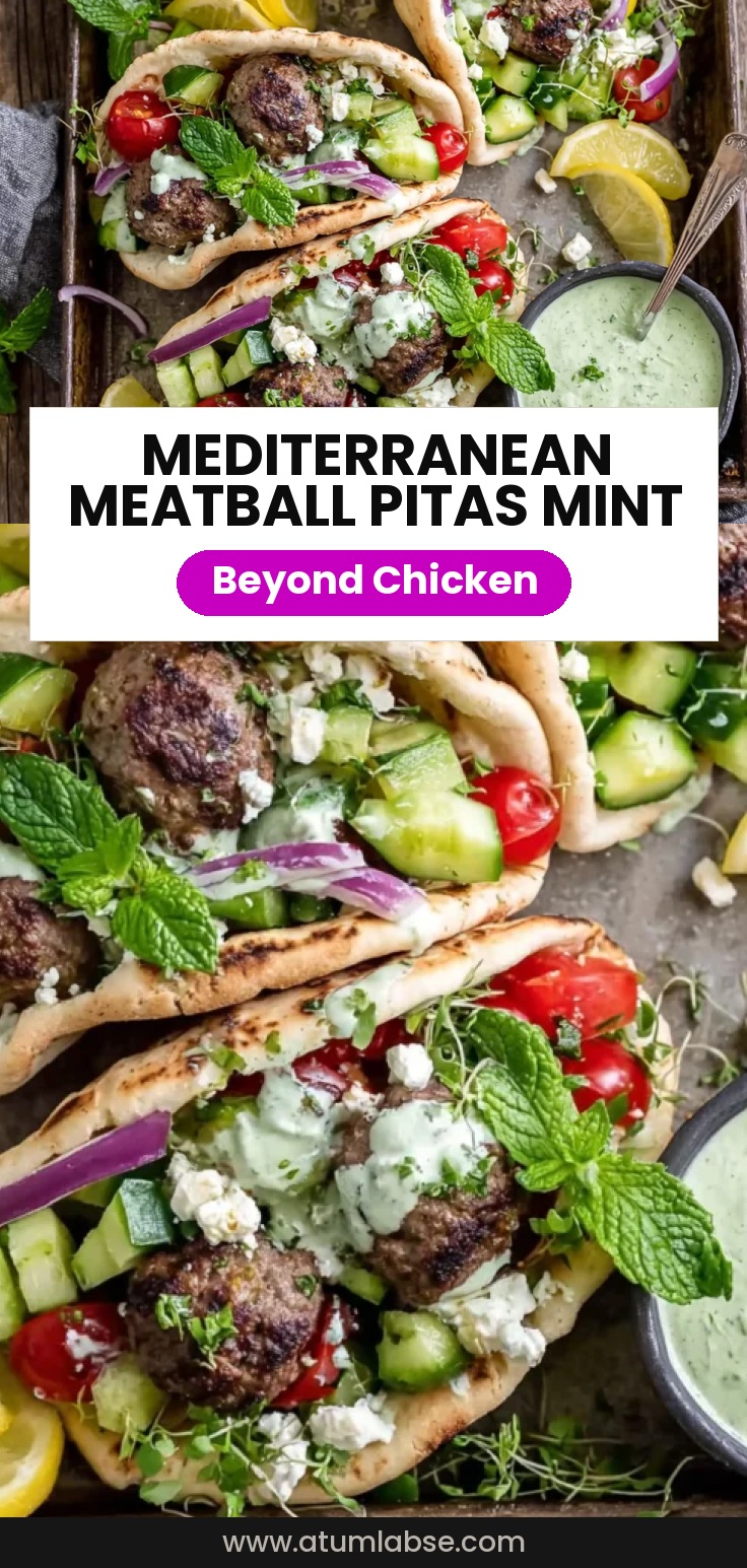 Mediterranean Meatball Stuffed Pitas with Mint Yogurt Sauce