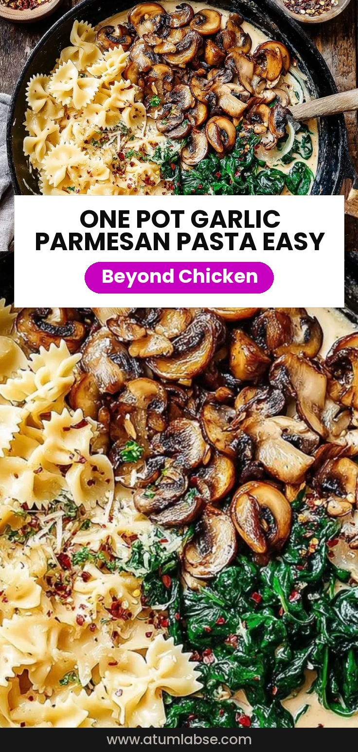 One-Pot Garlic Parmesan Pasta with Spinach and Mushrooms