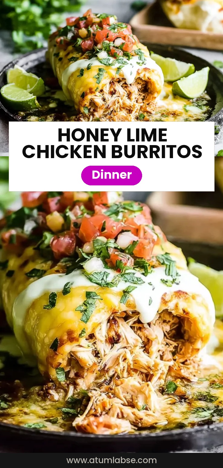 Smothered Honey Lime Chicken Burritos