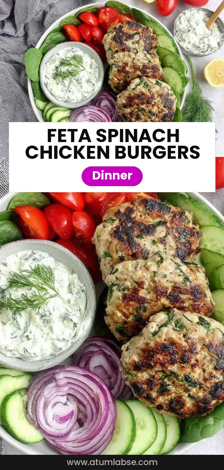 Chicken Burgers with Feta Cheese & Spinach