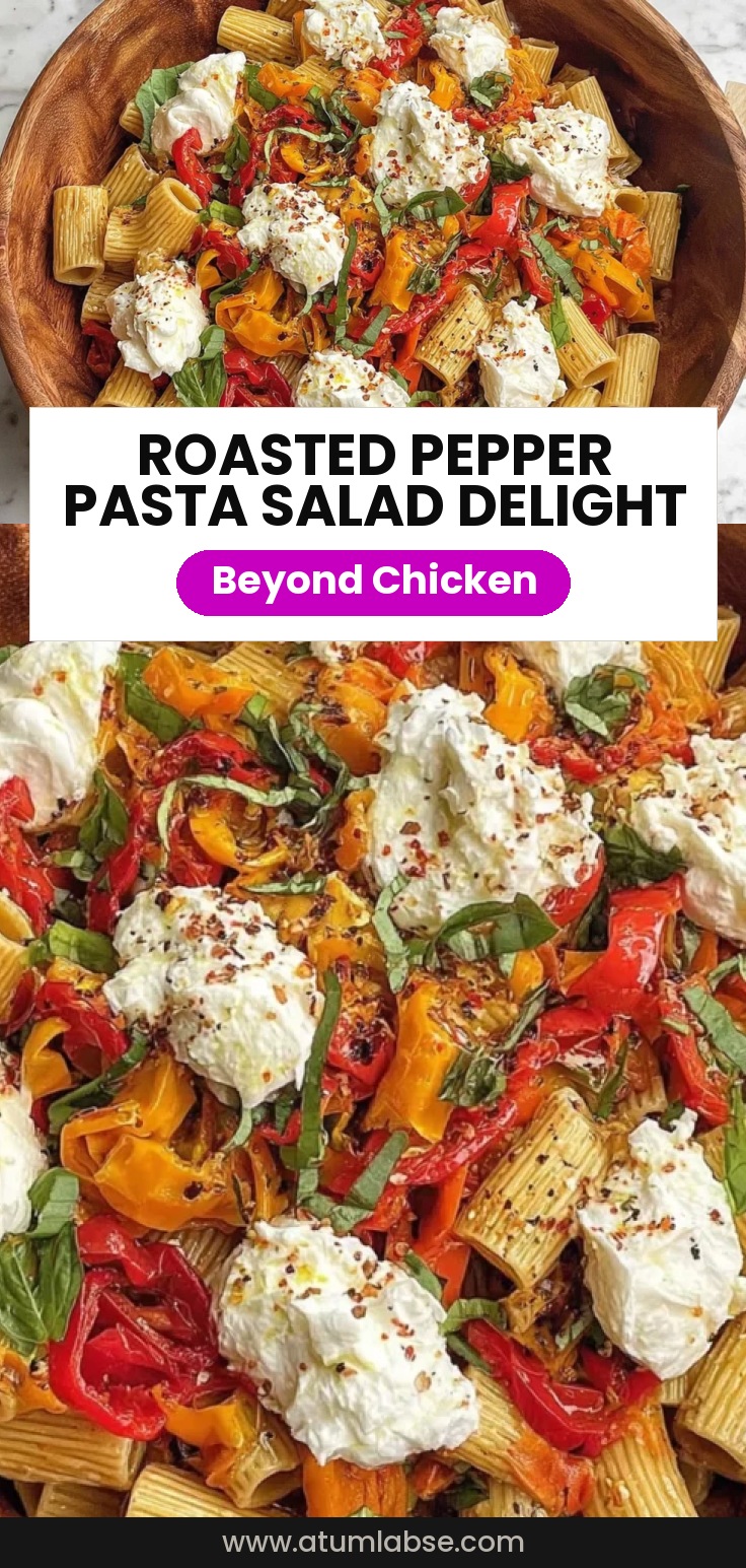 Roasted Pepper Pasta Salad with Burrata