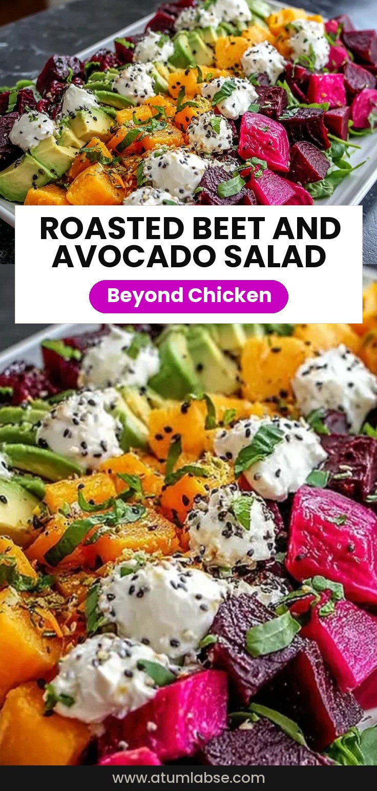 Roasted beet sweet potato avocado salad