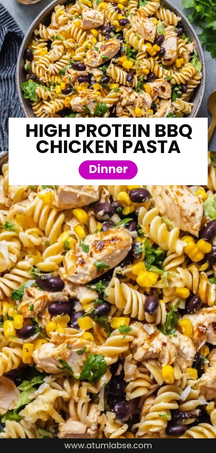 High Protein BBQ Chicken Pasta Salad