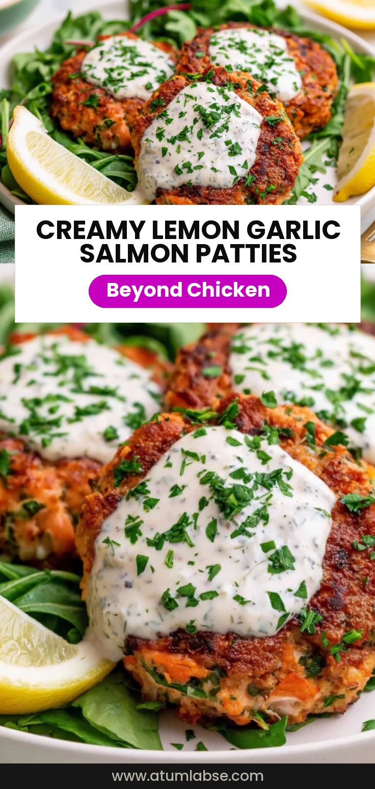 Salmon Patties with Creamy Lemon Garlic Sauce