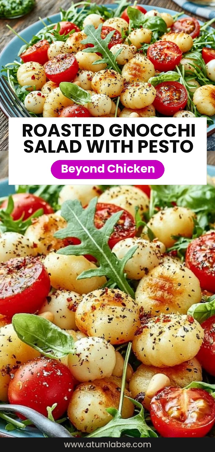 Roasted Gnocchi Salad with Basil Pesto, Tomatoes, Mozzarella, and Arugula