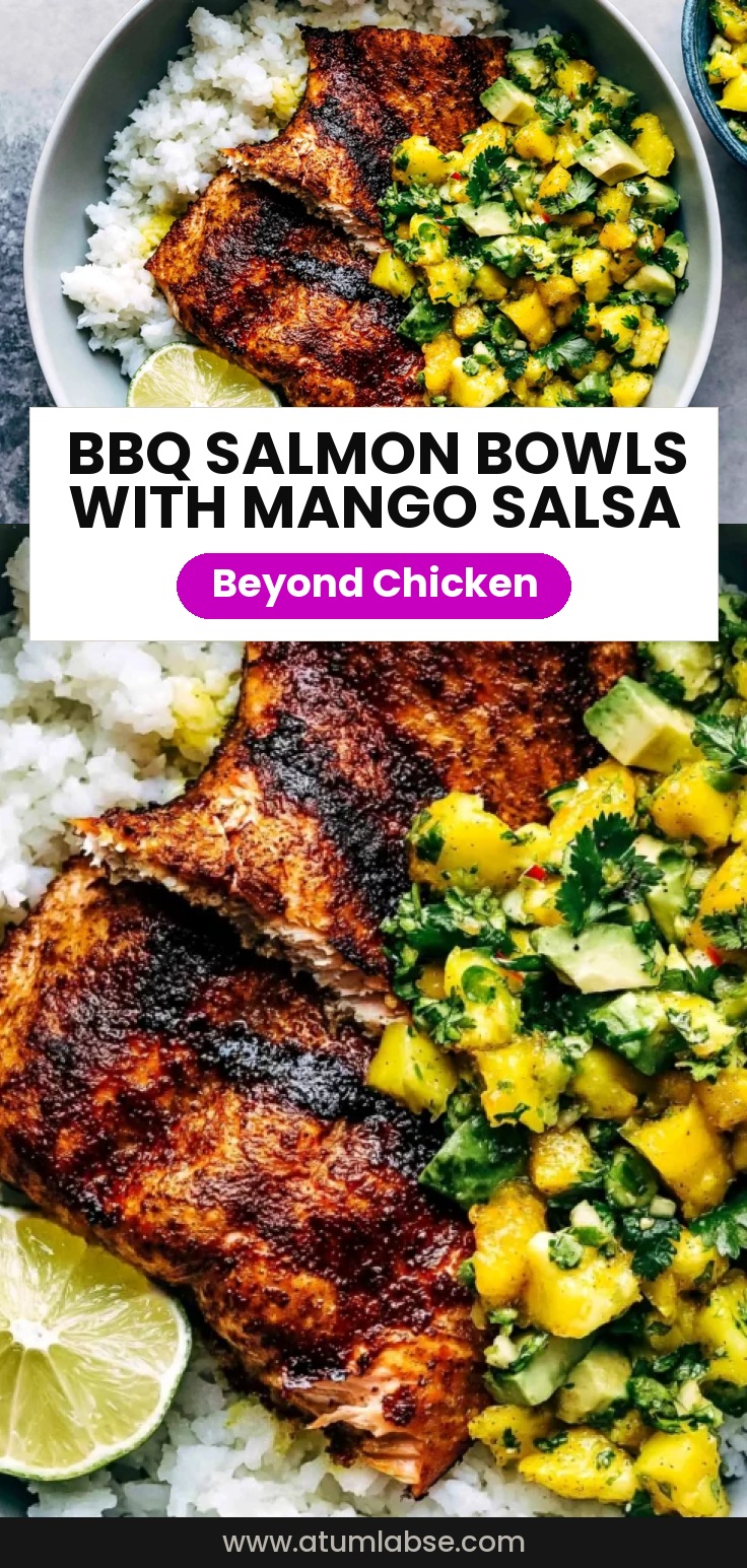 BBQ Salmon Bowls with Mango Avocado Salsa