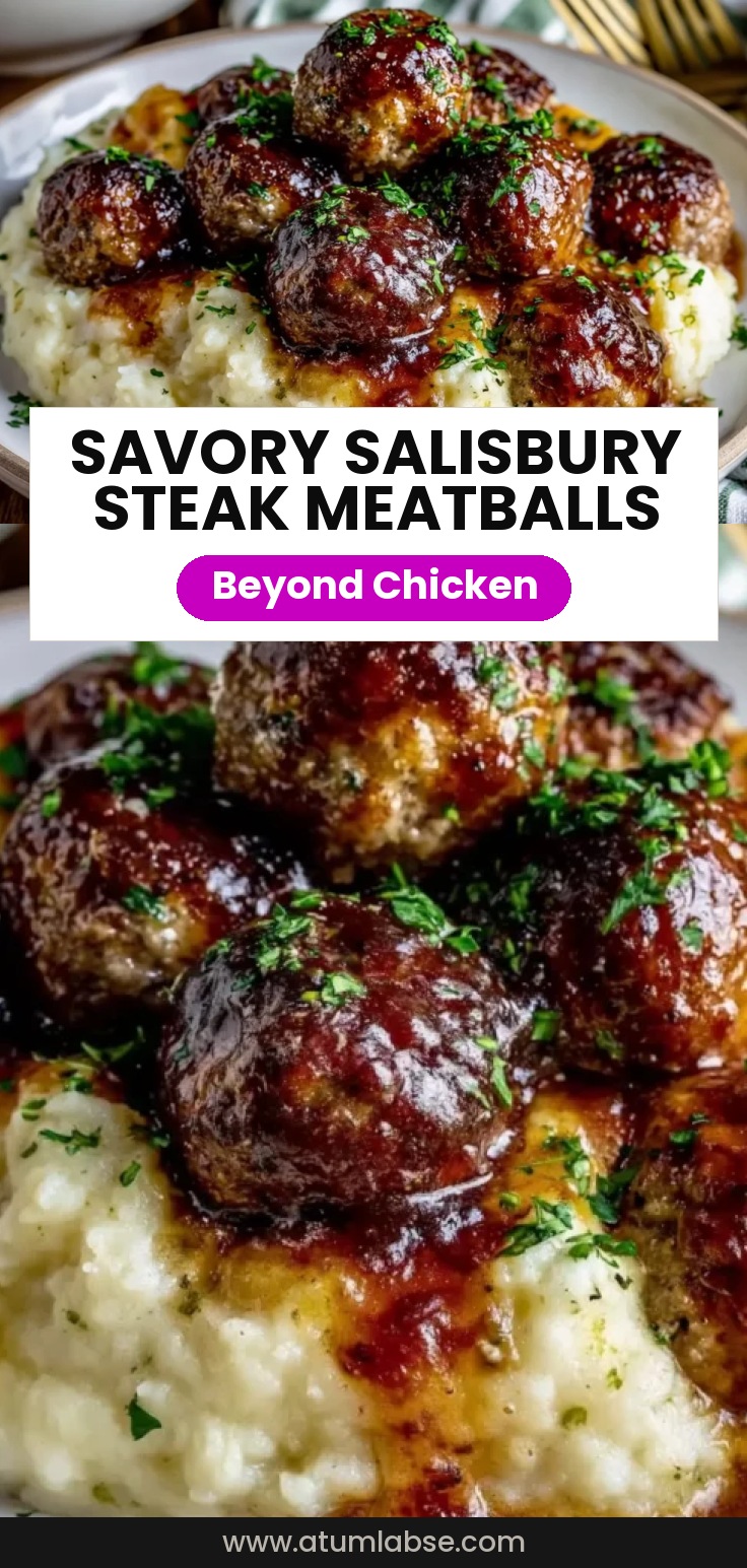 Salisbury Steak Meatballs with Garlic Herb Mashed Potatoes
